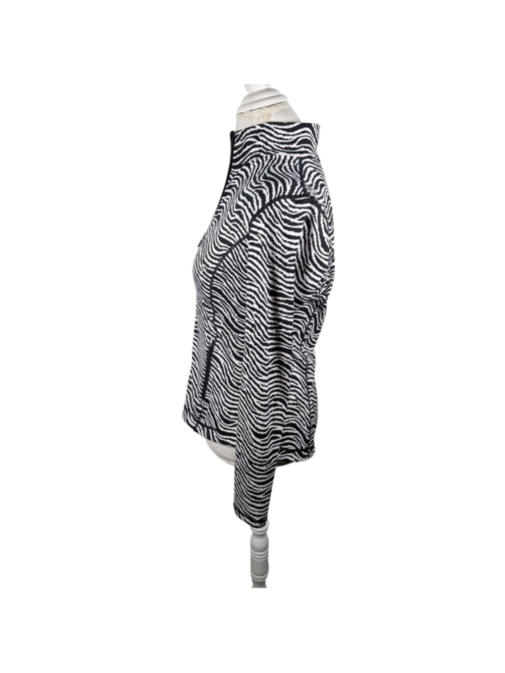 J.McLaughlin Billie Zebra Print Full Zip Jacket Golf Active Stretch Jersey Sz S - Picture 5 of 12